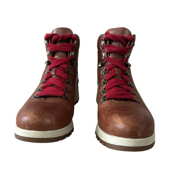 Bionica Women Dalton Red Lace Up Brown Leather Waterproof Hiking Boots Size 7.5 - Picture 3 of 10